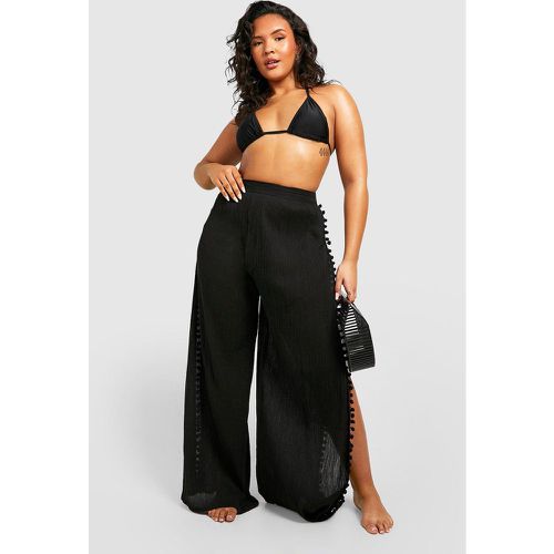 Grande Taille - Pantalon De Plage Fendu À Pompons - boohoo - Modalova