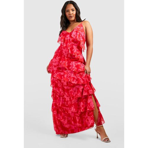 Grande Taille - Robe Longue Fleurie À Volants - boohoo - Modalova