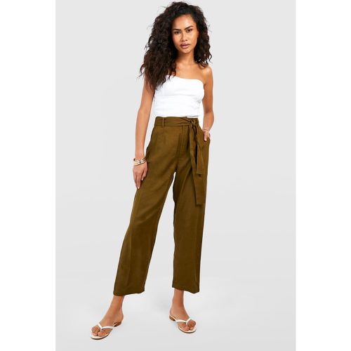 Pantalon Slim En Lin Noué - boohoo - Modalova