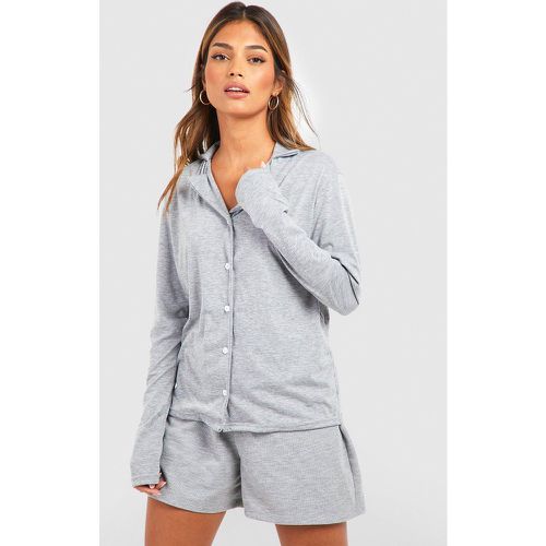 Chemise De Pyjama En Jersey À Manches Longues - boohoo - Modalova