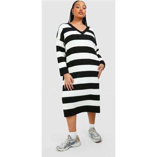 Grande Taille - Robe Pull Rayée À Col V - - 48-50 - boohoo - Modalova