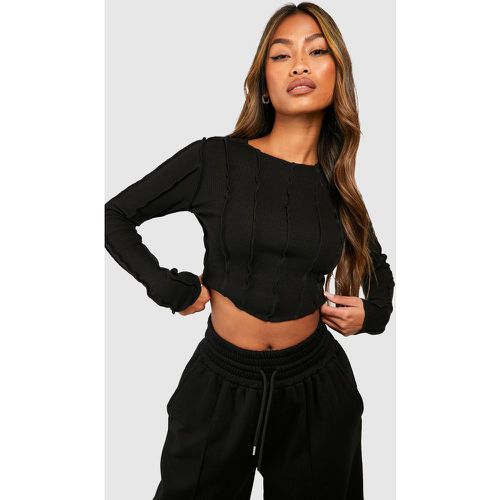 Crop Top Côtelé À Coutures Apparentes - boohoo - Modalova