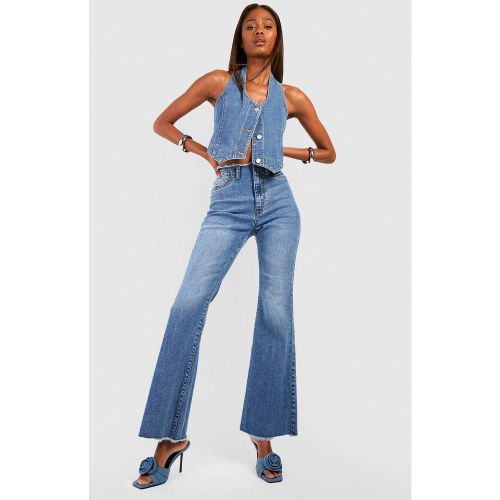 Jean Flare Stretch Effiloché - boohoo - Modalova