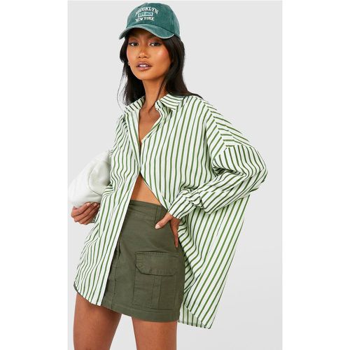 Chemise Oversize Rayée À Épaules Tombantes - boohoo - Modalova