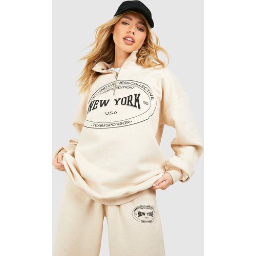 Sweat Oversize Zippé À Slogan New York - boohoo - Modalova