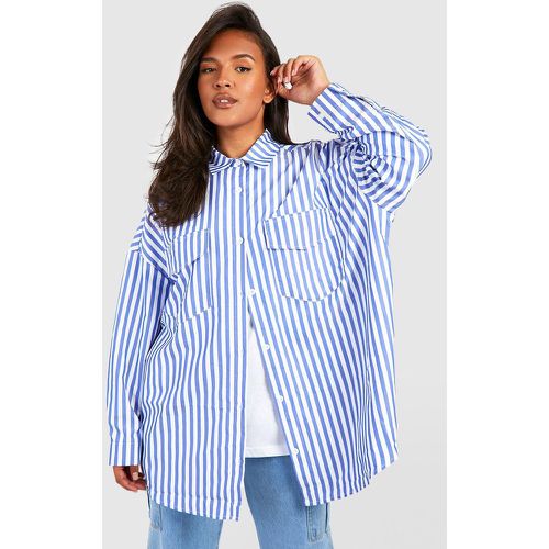 Grande Taille - Chemise Oversize Utilitaire À Rayures - boohoo - Modalova