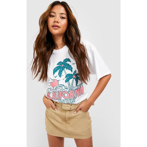 T-Shirt Imprimé Palmier À Slogan California - boohoo - Modalova