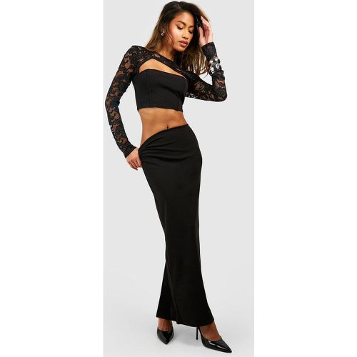 Ensemble En Tissu Crêpe Avec Top À Manches En Dentelle Et Jupe Longue - boohoo - Modalova