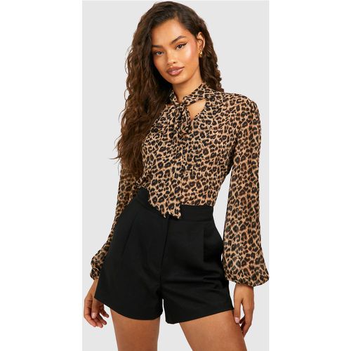 Blouse Léopard À Col Noué - boohoo - Modalova