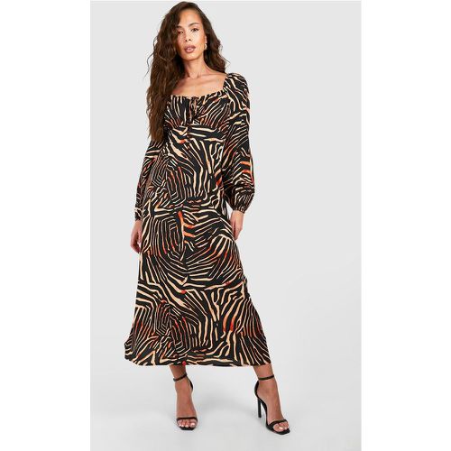 Robe Mi-Longue Froncée À Imprimé Animal - boohoo - Modalova