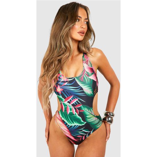 Maillot De Bain À Découpes Et Imprimé Tropical - boohoo - Modalova