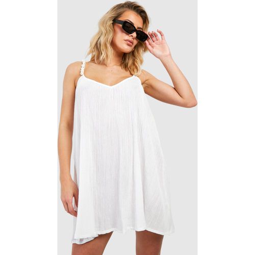 Robe De Plage Courte Texturée À Bretelles - boohoo - Modalova