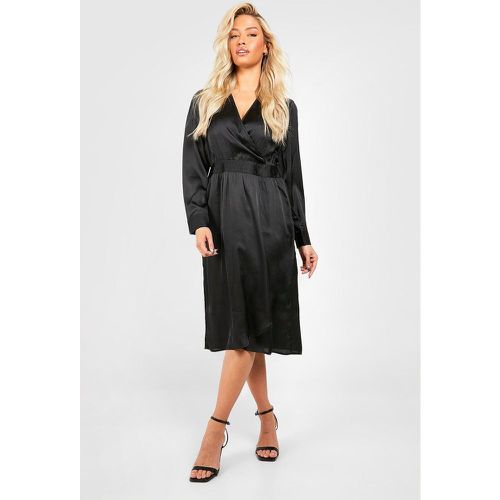 Robe Cache-Cœur Mi-Longue Satinée - boohoo - Modalova