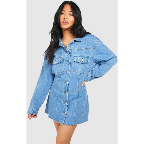 Petite" Fitted Denim Mini Dress - boohoo - Modalova