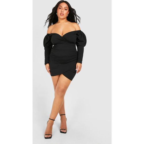 Plus" Bardot Wrap Bodycon Dress - boohoo - Modalova