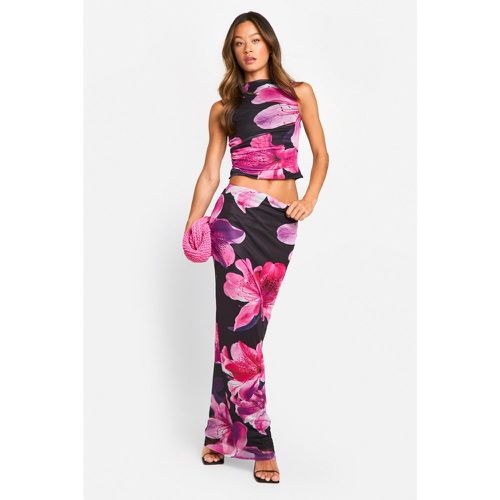 Tall" Floral Print Mesh Maxi Skirt - boohoo - Modalova