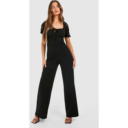 Lace Milkmaid Wide Leg Jumpsuit - boohoo - Modalova