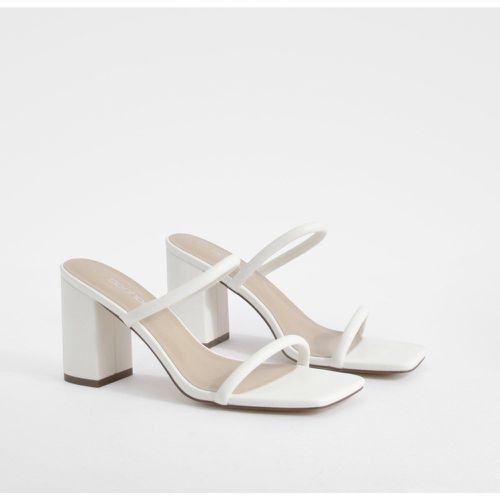 Double Strap Square Toe Heeled Mules - boohoo - Modalova