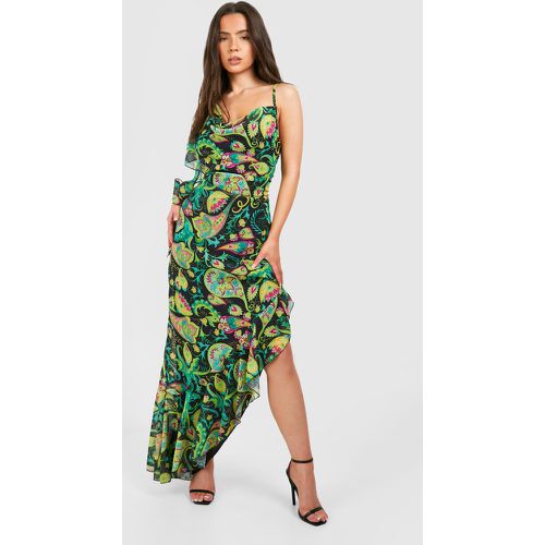 Petite" Paisley Chiffon Asymmetric Ruffle Midaxi Dress - boohoo - Modalova