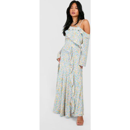 Petite" Floral Asymmetric Ruffle Open Back Maxi Dress - boohoo - Modalova