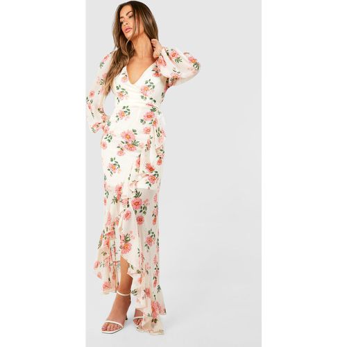 Floral Chiffon Frill Detail Maxi Dress - boohoo - Modalova