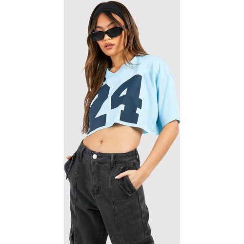 Slogan Airtex Mesh Cropped T-Shirt - boohoo - Modalova