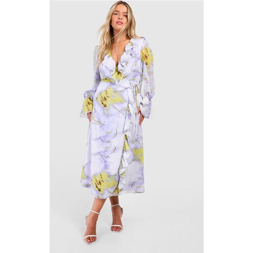 Plus" Floral Ruffle Wrap Dress - boohoo - Modalova