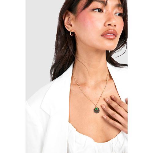 Green Stone Hoops And Necklace Set - boohoo - Modalova