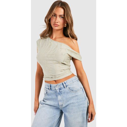 Ladder Knit Asymmetric Jean Grazer Top - boohoo - Modalova