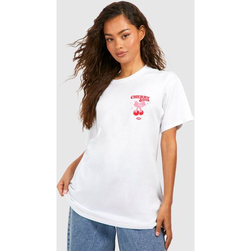 Oversized Cherry Bomb Pocket Print Cotton Tee - boohoo - Modalova