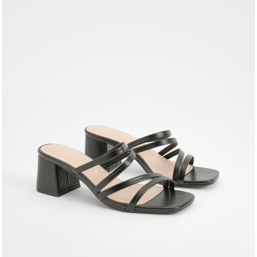 Strappy Block Heeled Mules - boohoo - Modalova