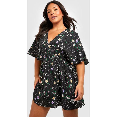 Grande Taille - Robe Patineuse Cache-Coeur À Fleurs - boohoo - Modalova