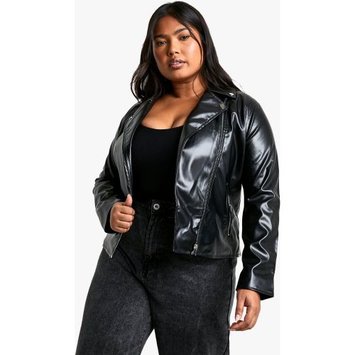 Grande Taille - Veste Biker Matelassée En Similicuir - boohoo - Modalova