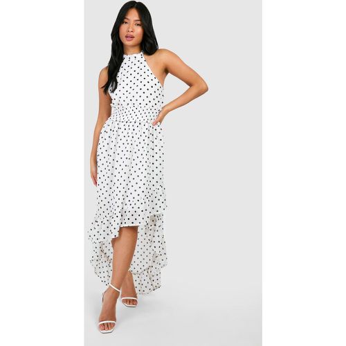 Petite" - Robe Longue Froncée À Pois - boohoo - Modalova