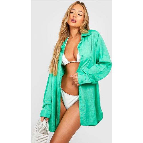 Chemise De Plage Oversize Effet Lin - boohoo - Modalova