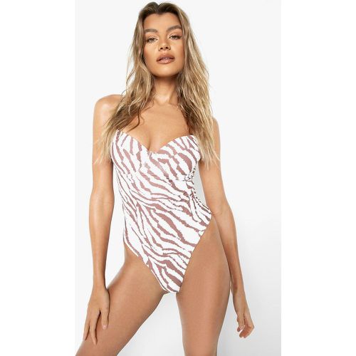 Maillot De Bain 1 Pièce Effet Bustier À Imprimé Tigre - boohoo - Modalova