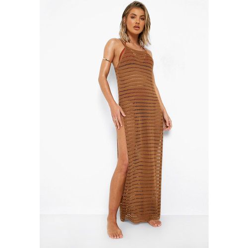 Robe De Plage Longue En Crochet À Fentes - boohoo - Modalova