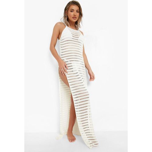 Robe De Plage Longue En Crochet À Fentes - boohoo - Modalova