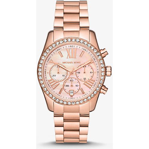 MK Montre Lexington ton or rose avec pierres pavées - Michael Kors - Modalova