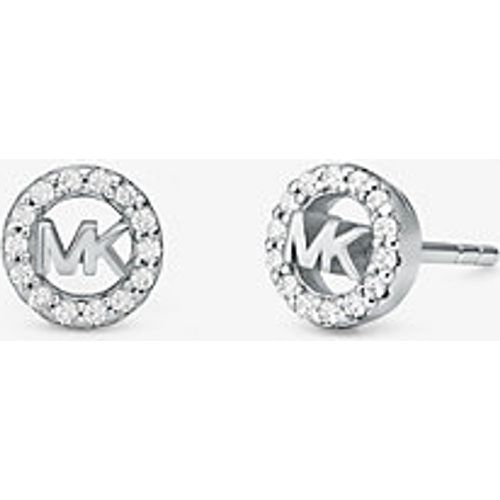 MK Clous doreilles Fulton en argent sterling plaqué en métal précieux avec pierres pavées et breloque à logo - Michael Kors - Modalova