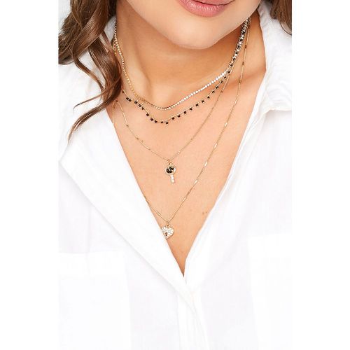 Gold Heart Diamante Multi Layer Necklace - Yours - Modalova