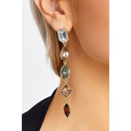 Gold Tone Diamante Crystal Statement Earrings - Yours - Modalova