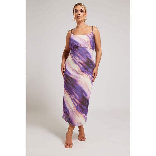 Curve Purple Abstract Print Midaxi Dress, Grande Taille & Courbes - Yours London - Modalova
