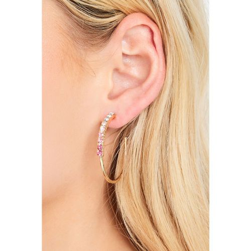 Gold Tone Diamante Hoop Earrings - Yours - Modalova