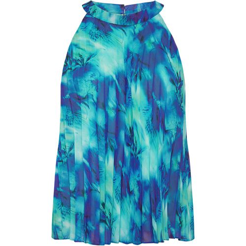 Curve Blue Abstract Print Pleated Top, Grande Taille & Courbes - Yours London - Modalova