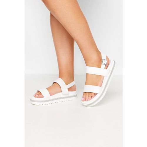 Sandales Flatform Blanches À Strass Pieds Extra Larges eee - Yours - Modalova
