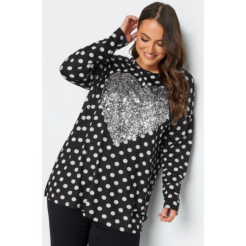 Top Coeur Sequins & Pois Manches Longues , Grande Taille & Courbes - Yours - Modalova