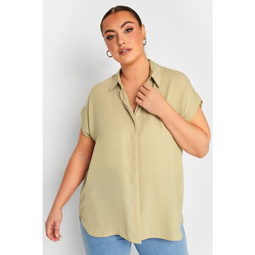 Curve Stone Brown Short Sleeve Shirt, Grande Taille & Courbes - Yours - Modalova