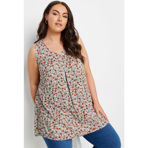 Curve Floral Print Pleated Vest Top, Grande Taille & Courbes - Yours - Modalova