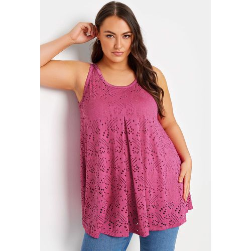 Curve Pink Broderie Anglaise Swing Vest Top, Grande Taille & Courbes - Yours - Modalova